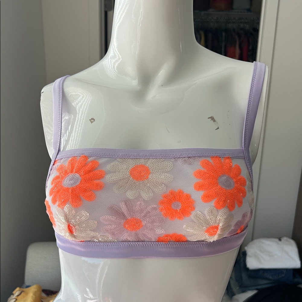 AERIE SEQUINS BRALETTE BRA SIZE S NWOT